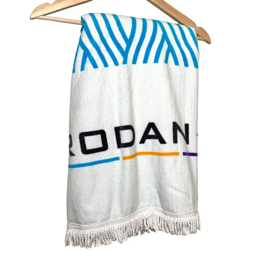 Rodan + Fields Lot Of 2 Blue Wave Beach Towels With Logo Fringe